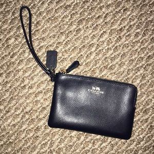 Coach navy blue wristelet